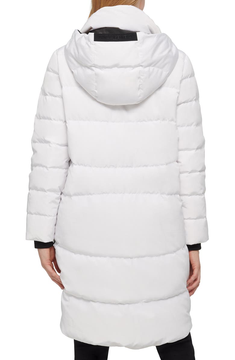 KARL LAGERFELD PARIS Wide Channel Down & Feather Puffer Coat with Removable Hood, Alternate, color,