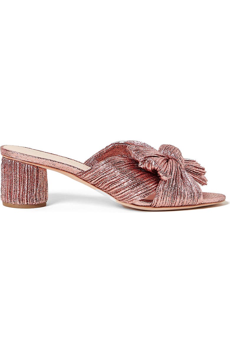 Loeffler Randall Emilia Rose Knotted Bow Sandal, Alternate, color, Metallic Rose