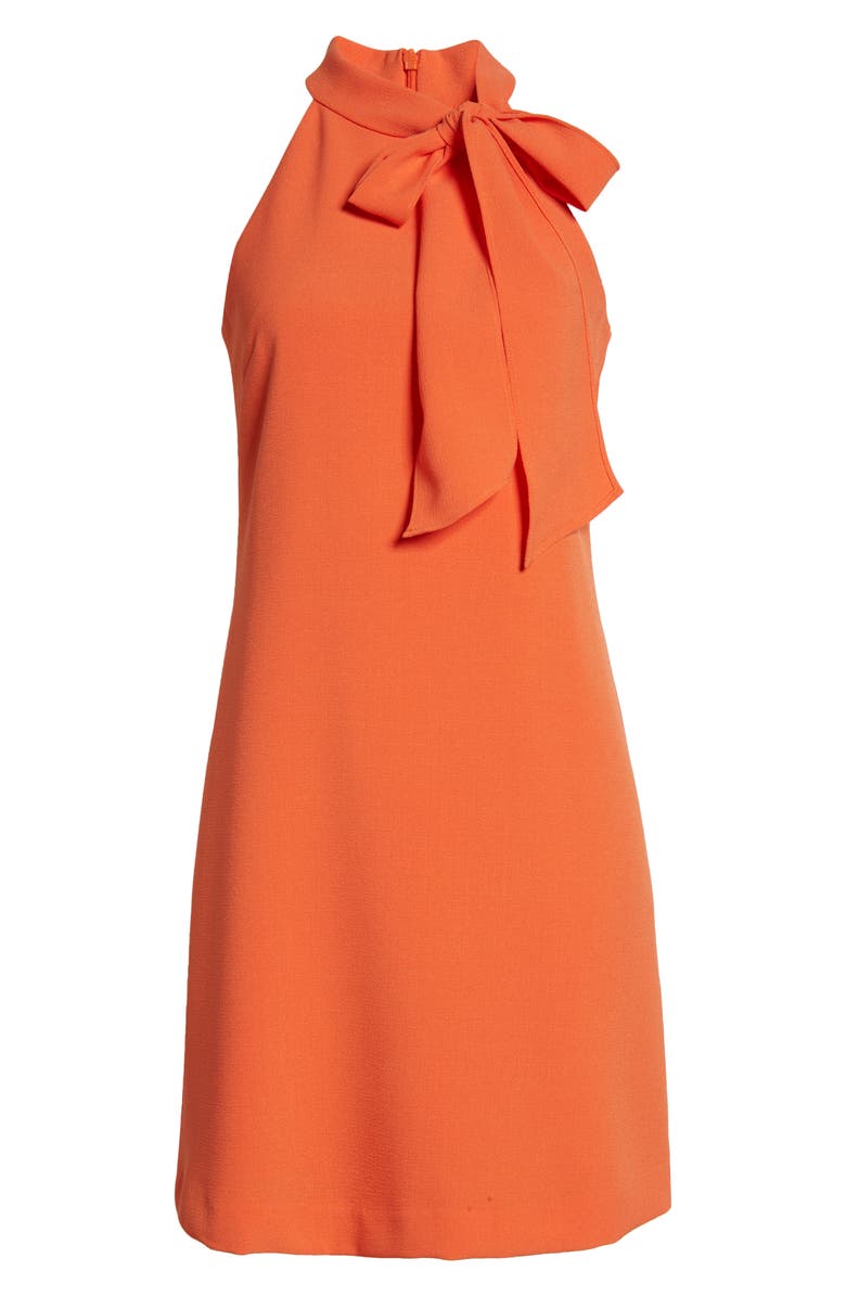 Vince Camuto Tie Neck A-Line Dress, Alternate, color, Tangerine