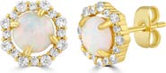 Sienna Vale Imitation Opal & Cubic Zirconia Halo Stud Earrings