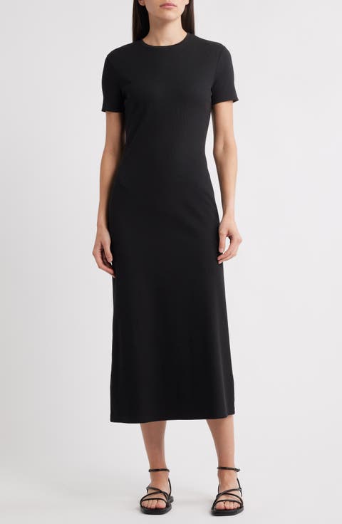 Effortless Stretch Pima Cotton Rib T-Shirt Dress