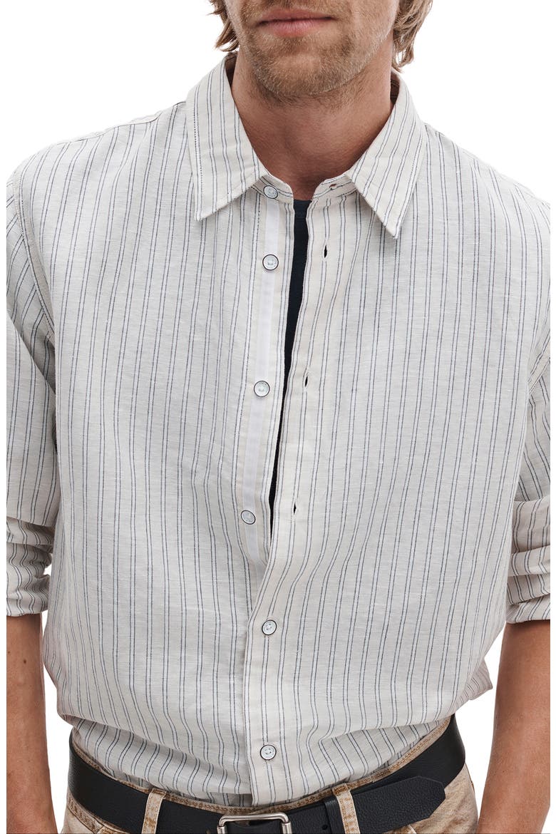 Finch Stripe Linen Blend Button-Up Shirt, Alternate, color, PATUS