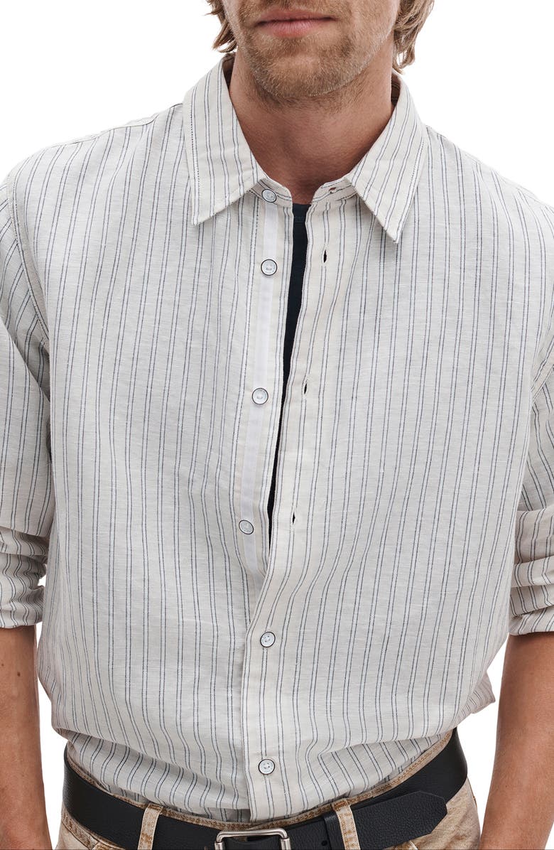 rag & bone Finch Stripe Linen Blend Button-Up Shirt, Alternate, color, Patus