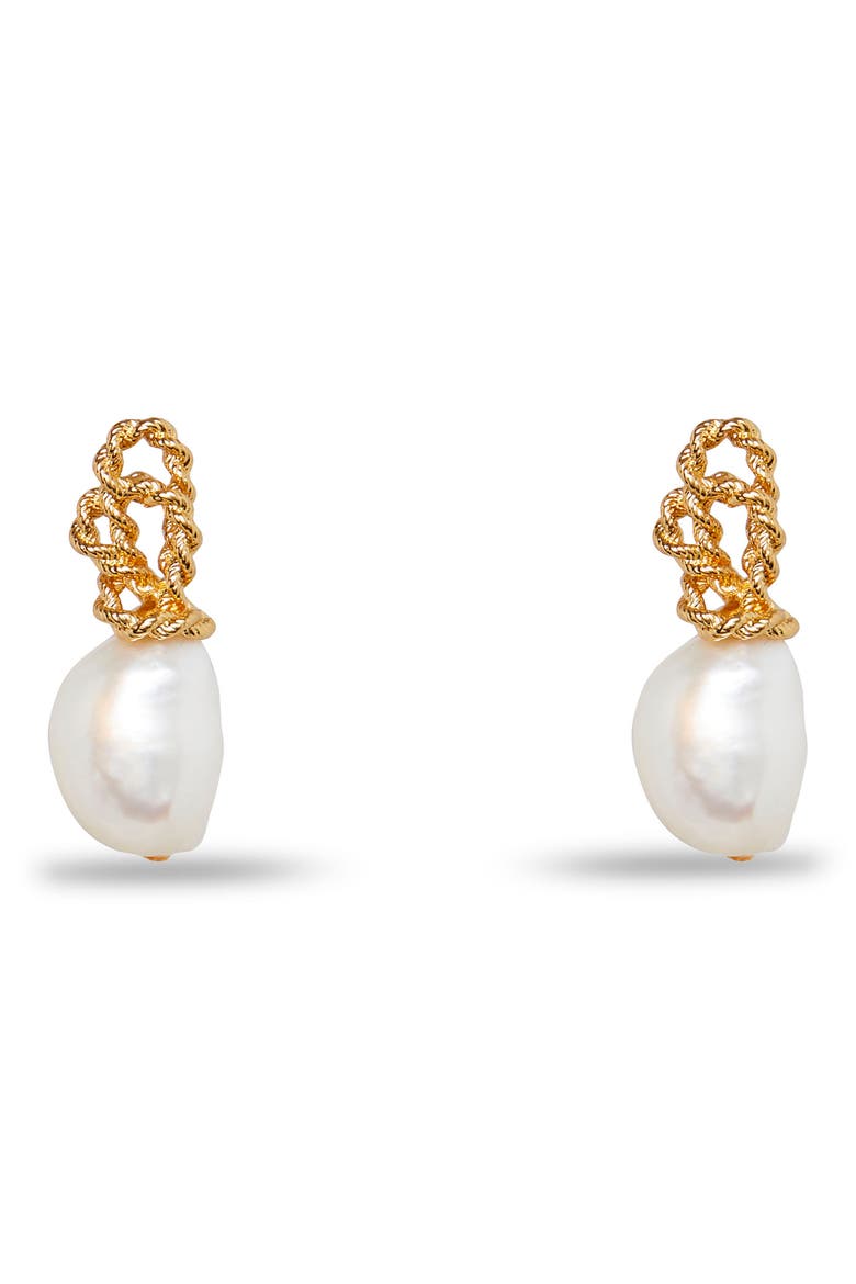 Chateau Faux Pearl Drop Earrings, Main, color, PEARL