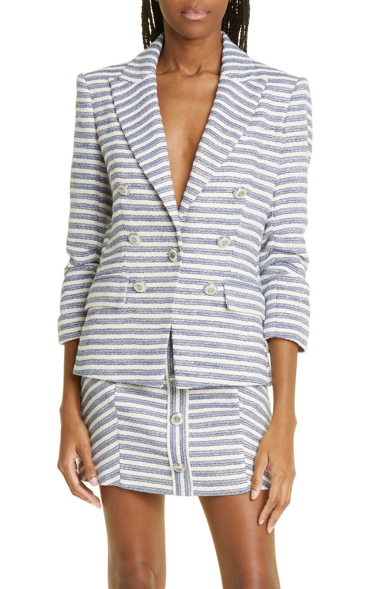 Ryland Stripe Cotton Blend Dickey Jacket, Alternate, color, BLUE MULTI
