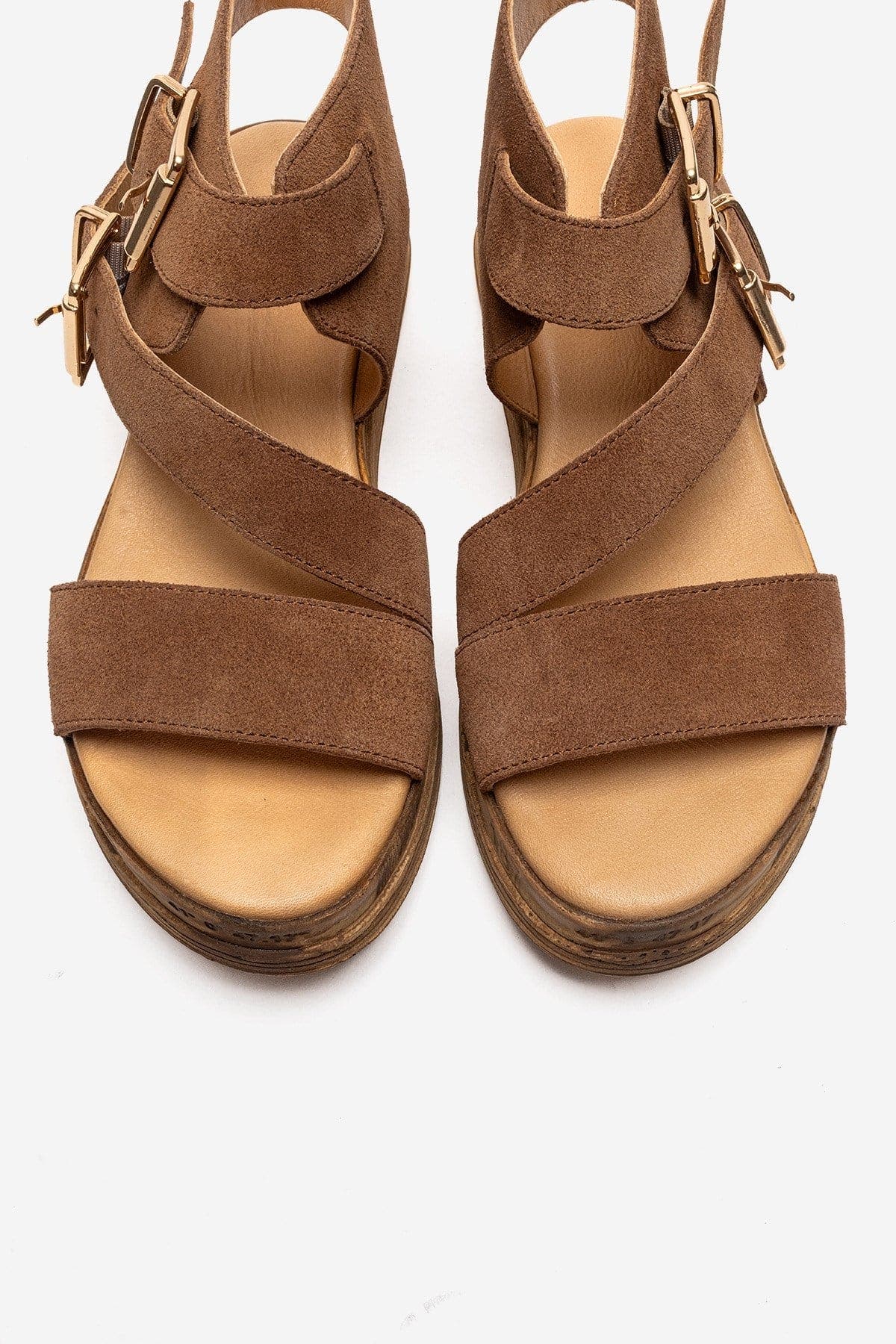 Forever & Always Shoes Lorentis Leather Double Buckle Sandal, Alternate, color, Cognac Suede