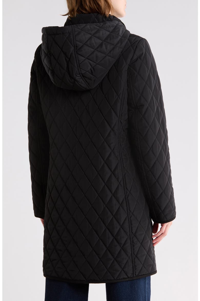 Quilted A-Line Coat, Alternate, color, BLACK