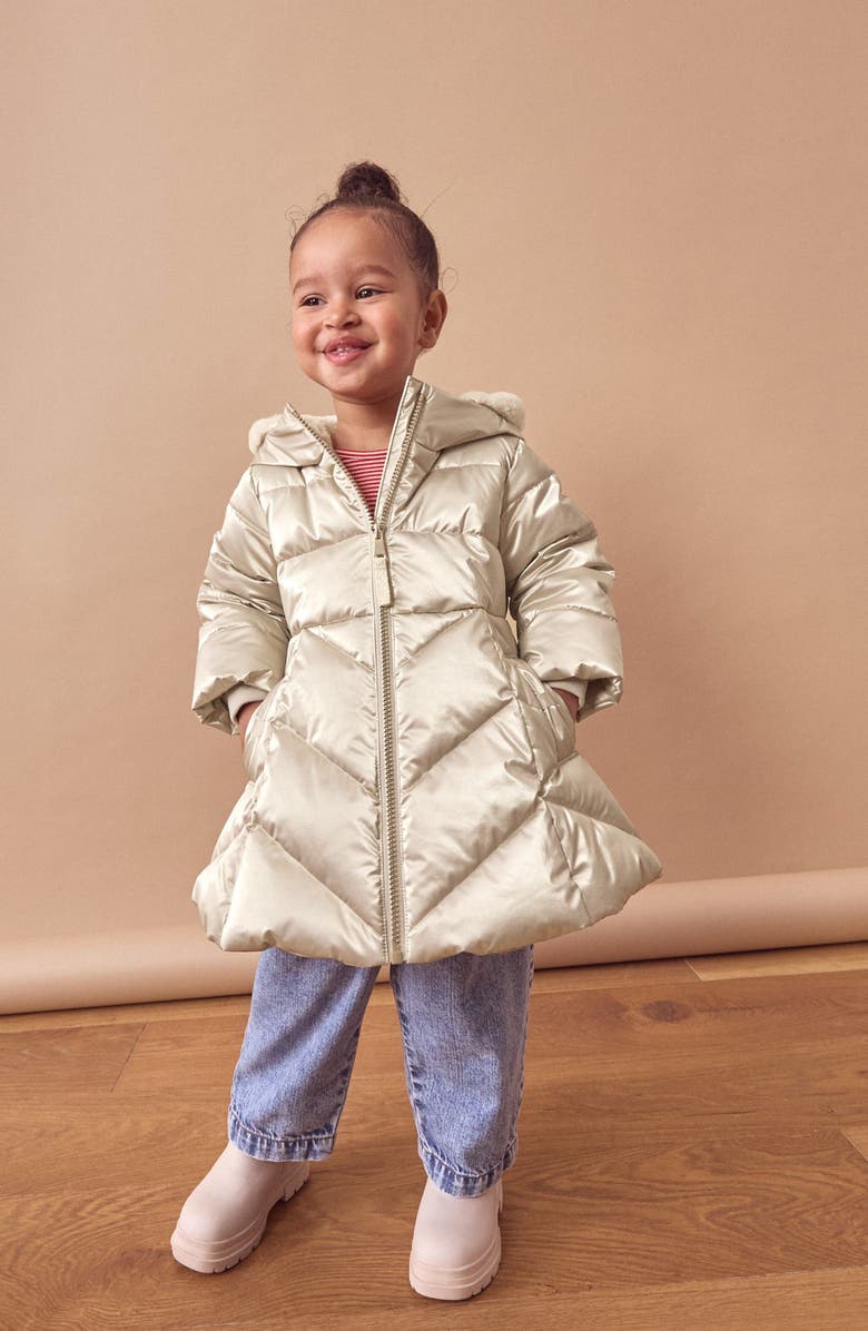 NEXT Kids' Quilted Hooded Puffer Jacket, Alternate, color, Taupe