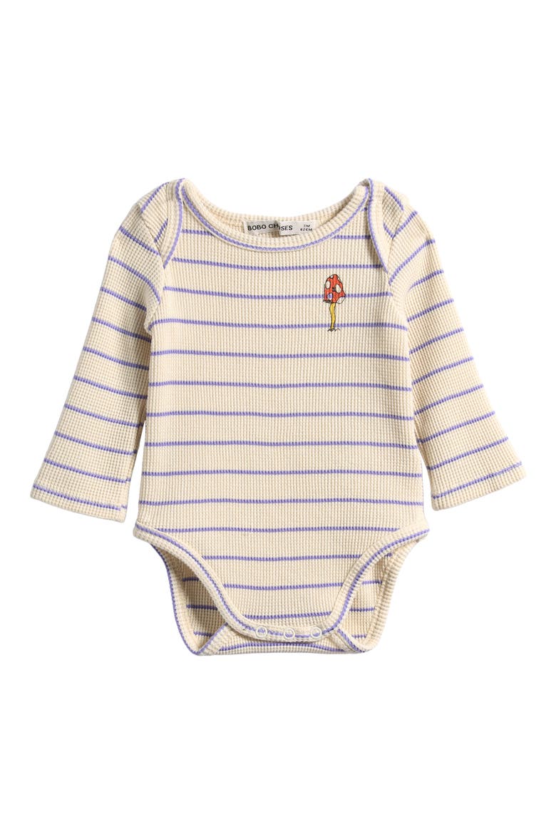 Mush Monster Stripes Organic Cotton Blend Bodysuit, Main, color, OFF WHITE