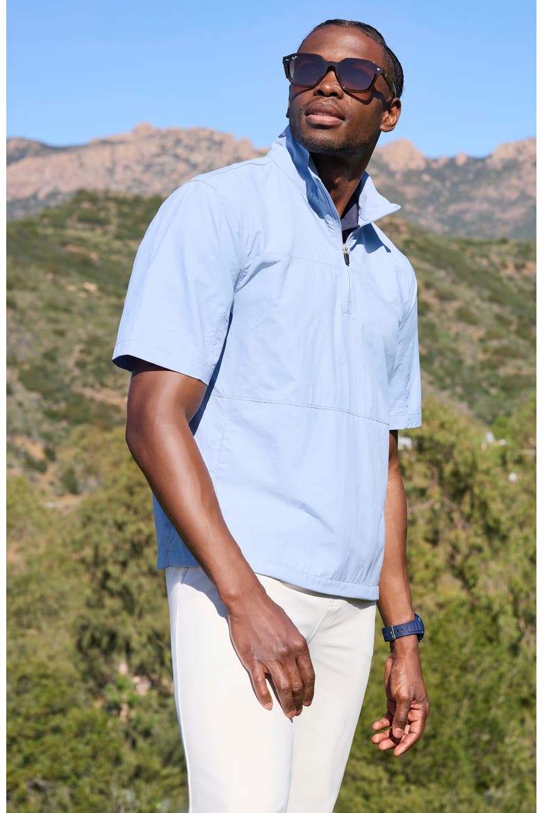 Golf Pro Short Sleeve Quarter Zip Top, Alternate, color, BLUE DEWDROP