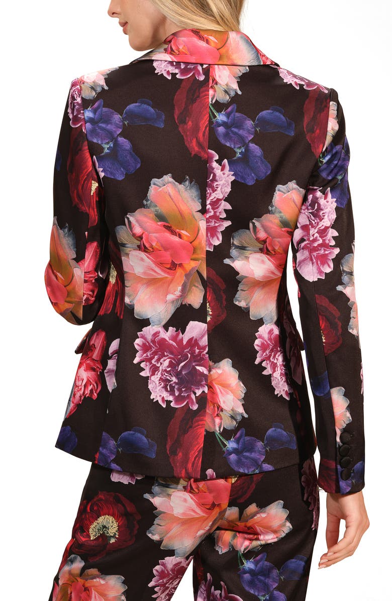 Isaac Mizrahi New York Floral Satin Tuxedo Jacket, Alternate, color, Fleur Nocturne