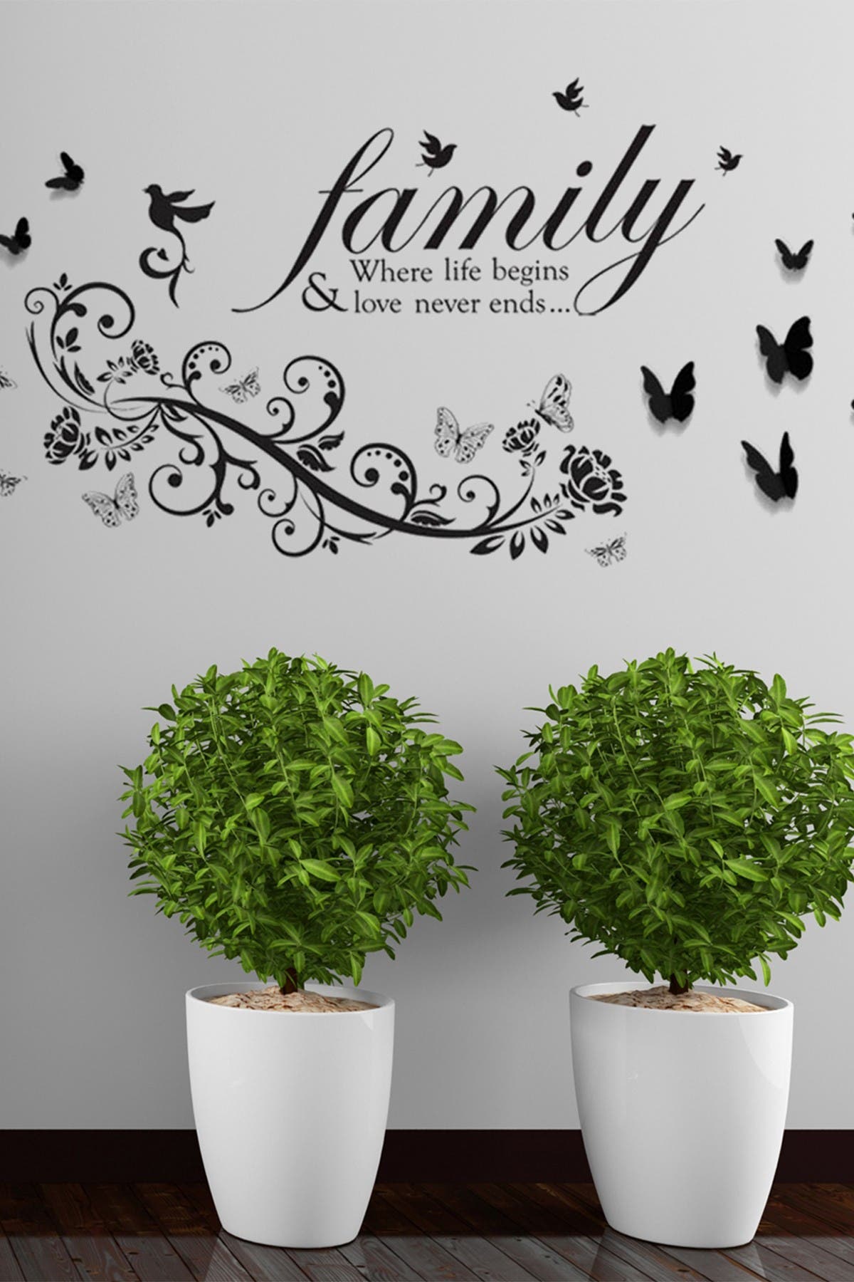 WALPLUS Family Quote Birds Vine 3D Butterflies Wall Stickers walplus-family-quote-birds-vine-3d-butterflies-wall-stickers