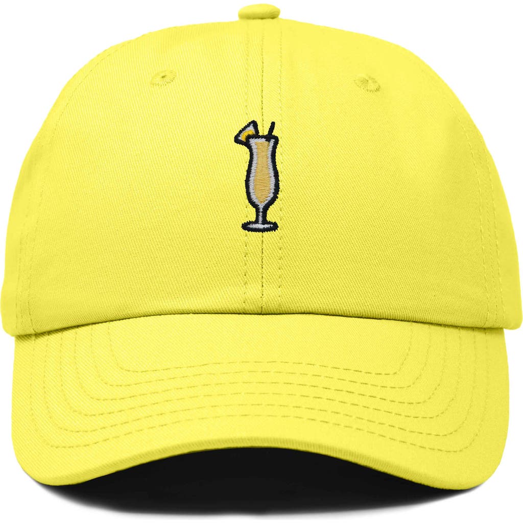 Dalix Pina Colada Embroidered Dad Cap In Yellow