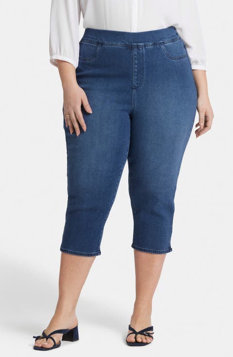Dakota Side Slit Pull-On Capri Jeans (Plus)