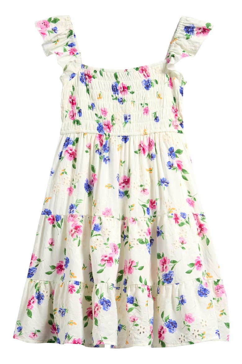 Kids' Floral Eyelet Dress, Alternate, color, LIGHT BLUE