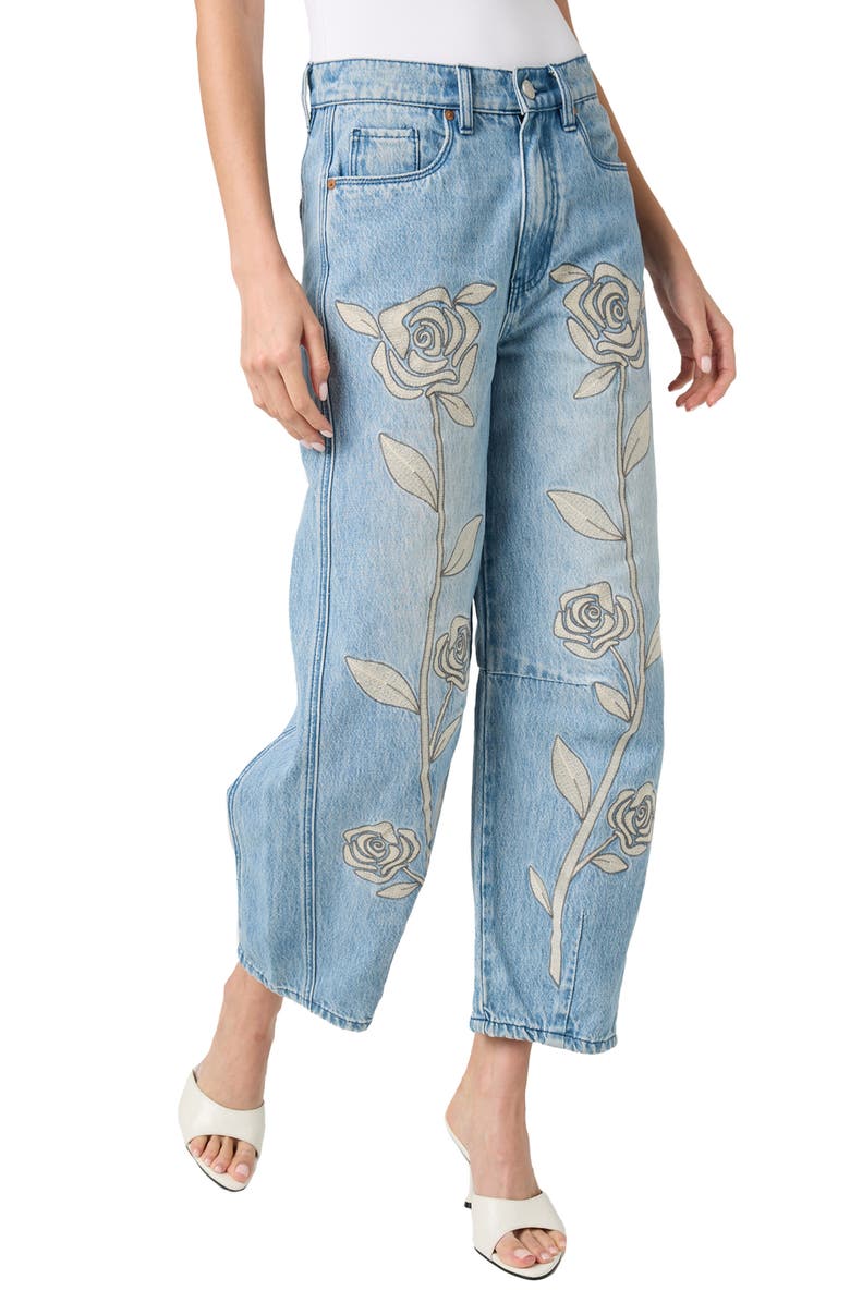 BLANKNYC Embroidered Barrel Leg Jeans, Alternate, color,