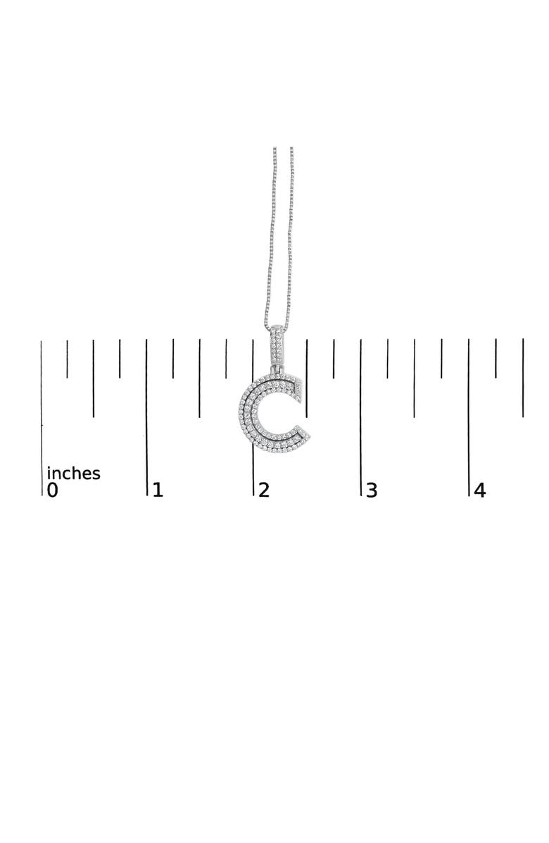 Haus of Brilliance .925 Sterling Silver 4/5 Cttw Round Lab-Grown Diamond "C" Pendant Necklace, Alternate, color, White