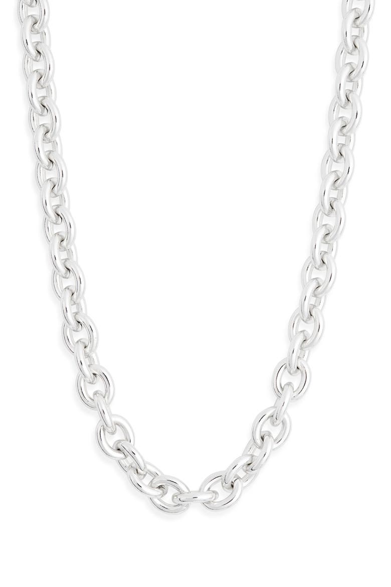 Chunky Oval Chain Necklace, Main, color, WARM SILVER