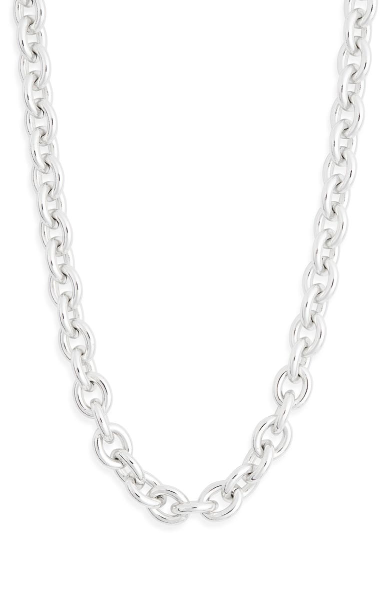 Madewell Chunky Oval Chain Necklace, Main, color, Warm Silver