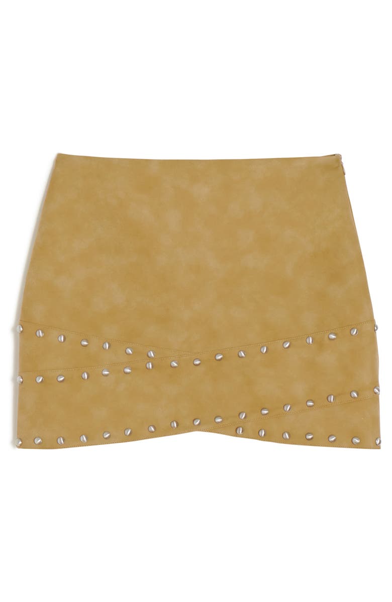 Apparis Bullet Crossover Studded Faux Suede Miniskirt, Alternate, color, 