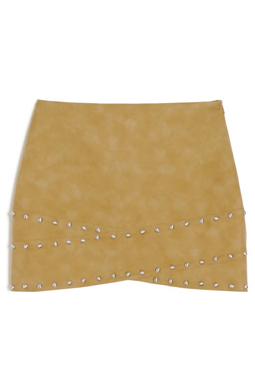 Apparis Bullet Crossover Studded Faux Suede Miniskirt In Sepia