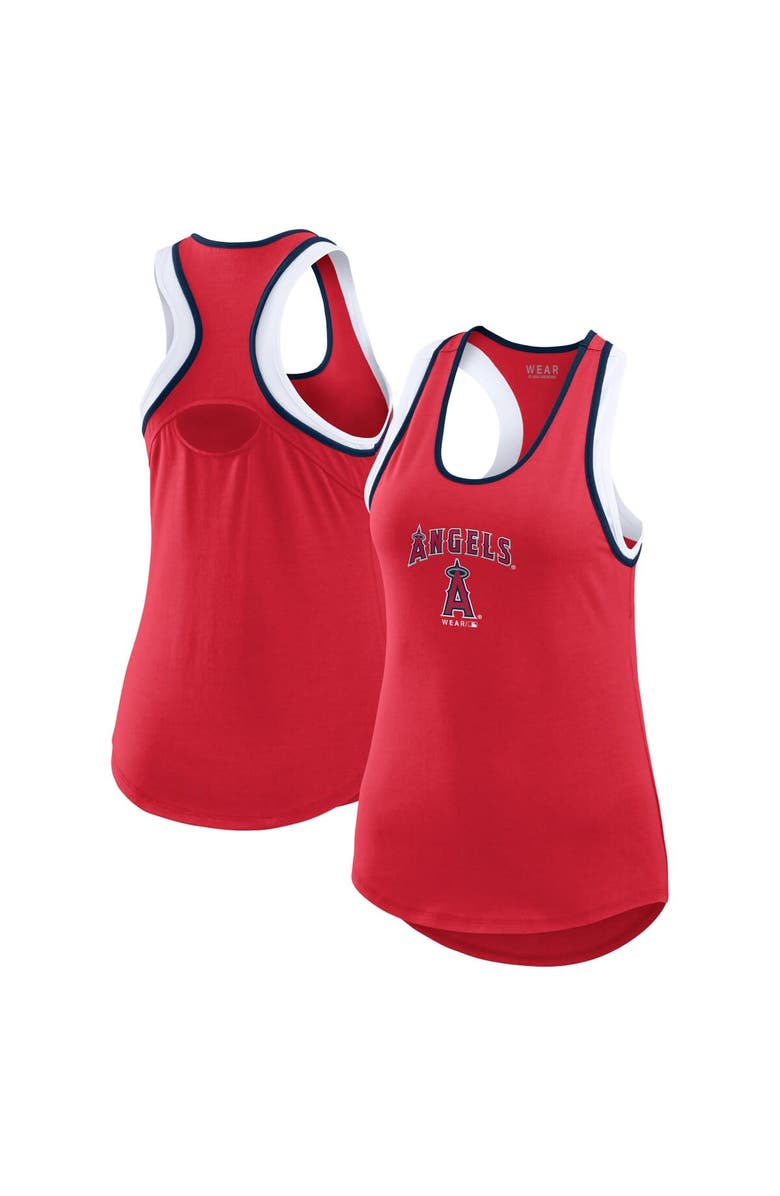 WEAR by Erin Andrews Women's WEAR by Erin Andrews Red Los Angeles Angels Colorblock Racerback Tank Top, Main, color, Red