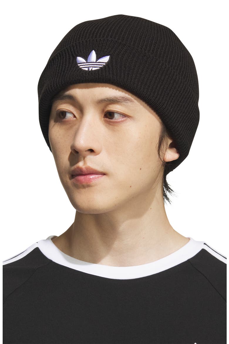 Trefoil Beanie, Alternate, color, BLACK/ WHITE