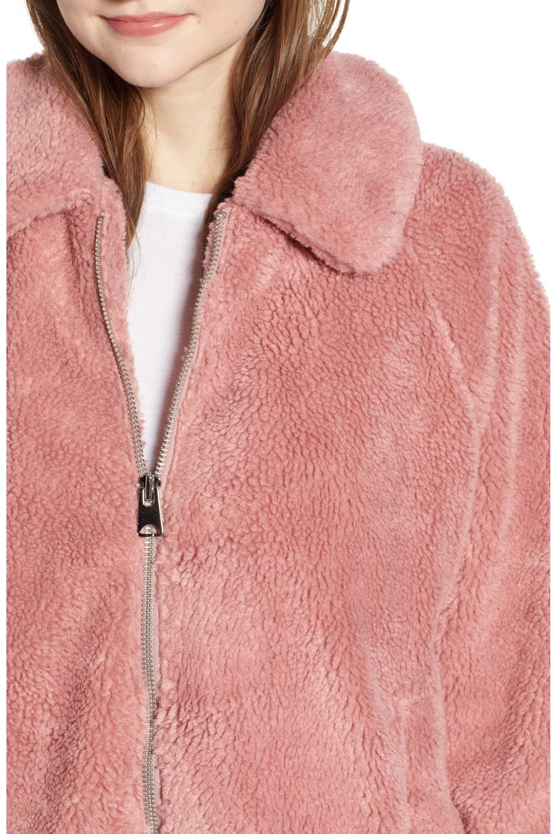 Batwing Teddy Fleece Jacket, Alternate, color, PINK