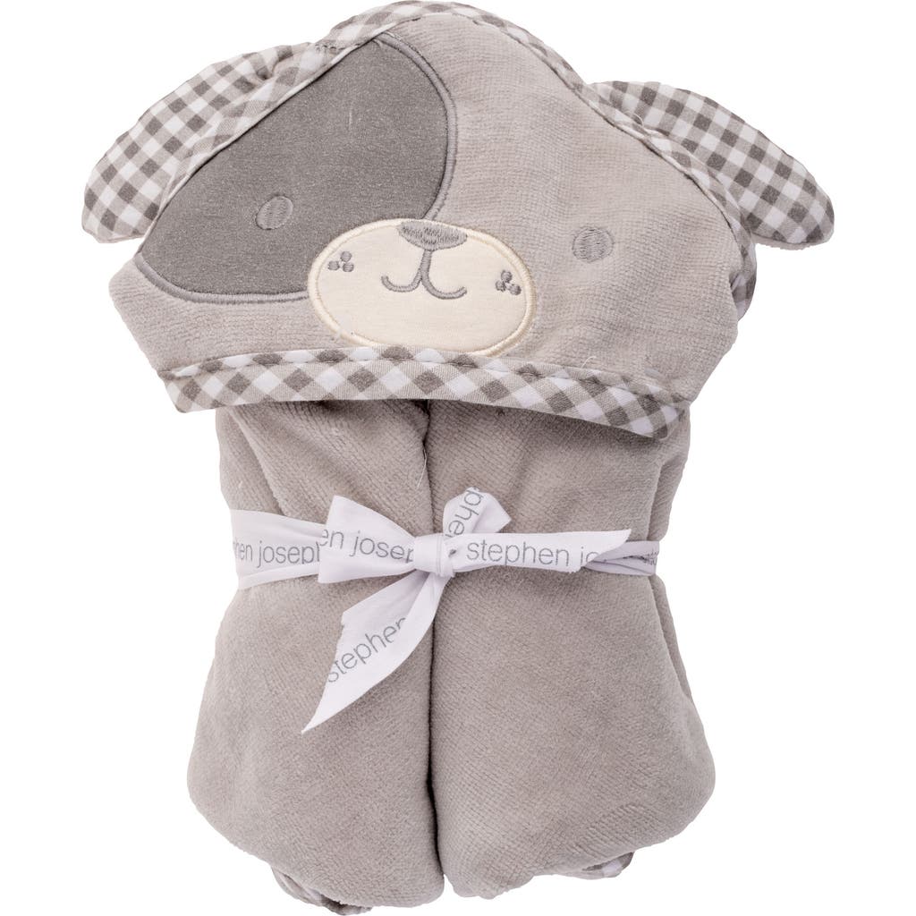Stephen Joseph Kids' Hooded Bath Towel In Gray