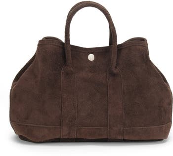 Audrey Nubuck Suede Leather Top Handle Bag