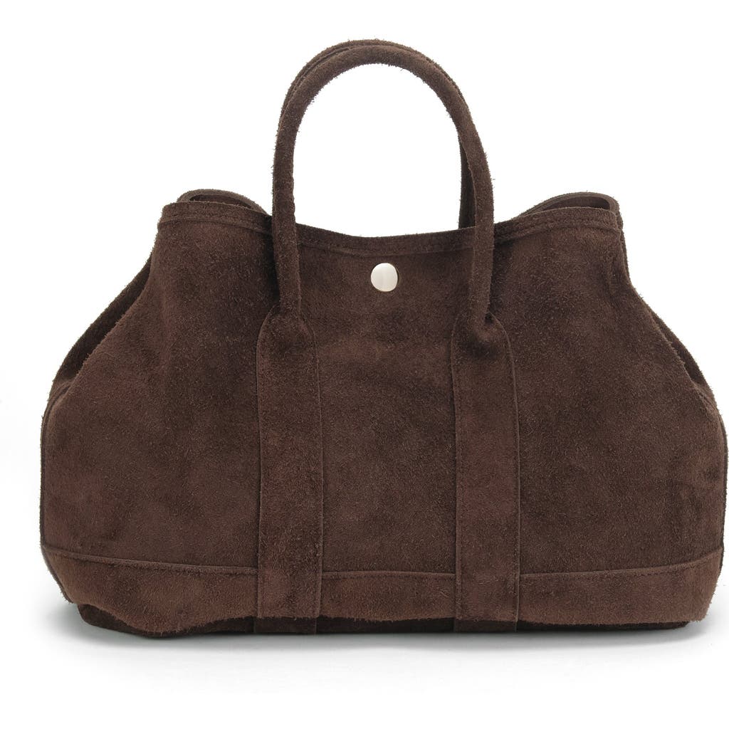 Ezra Arthur Audrey Nubuck Suede Leather Top Handle Bag In Cocoa