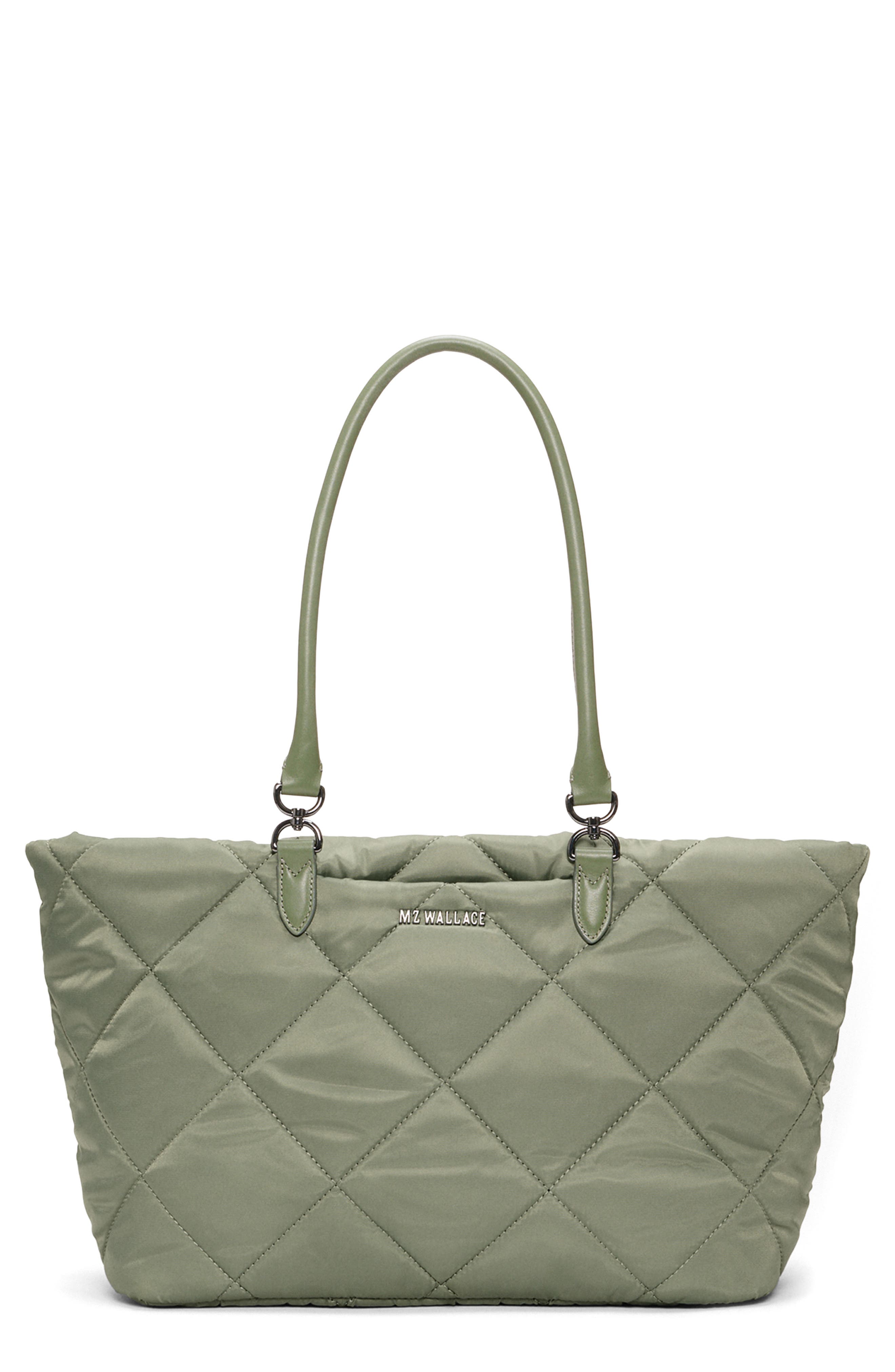 Medium Madison Leather Trim Quilted Tote, Main, color, AGAVE GREEN