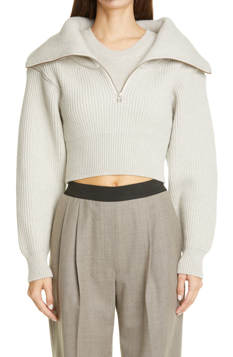 Jacquemus Risoul Merino Wool Layered Crop Sweater, Main, color, 