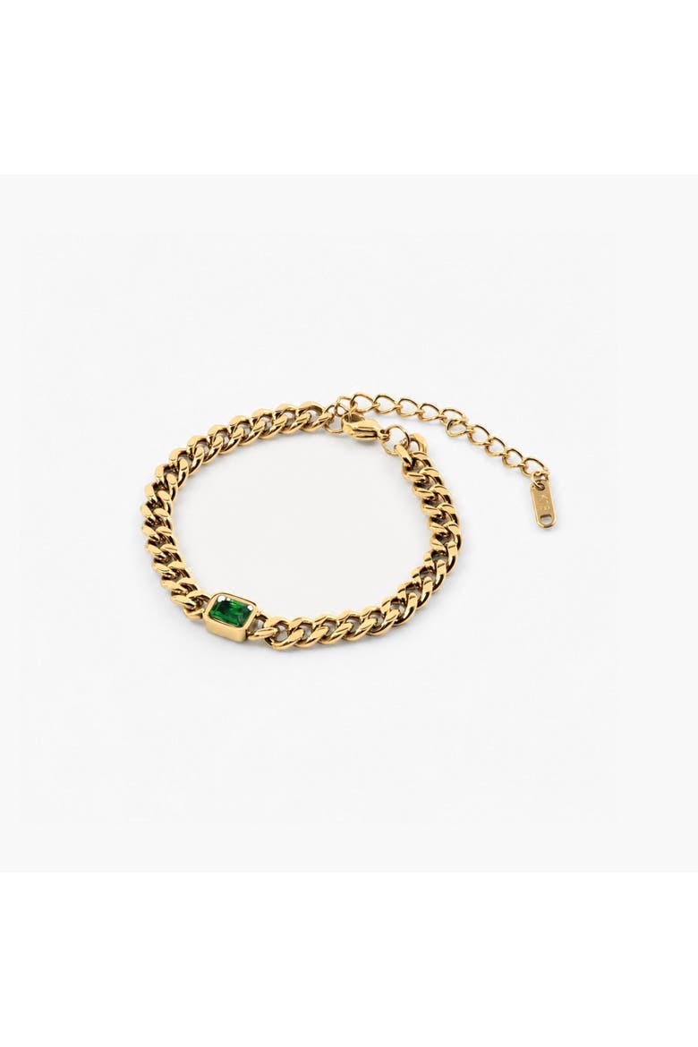 Emerald Gem Curb Chain Bracelet, Main, color, Gold With Emerald