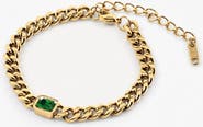 Meideya Emerald Gem Curb Chain Bracelet