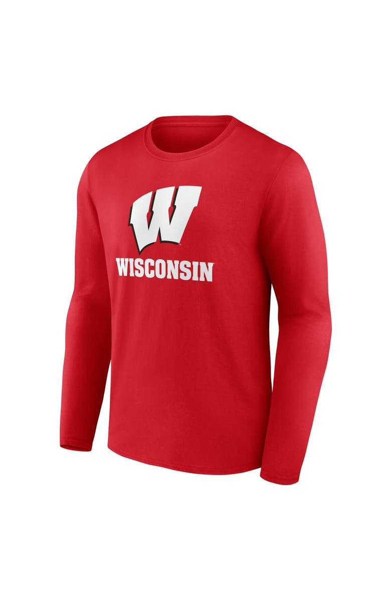 FANATICS Men's Fanatics Red Wisconsin Badgers Team Lockup Long Sleeve T-Shirt, Alternate, color, Red
