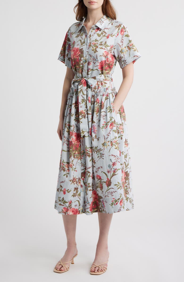 LOVE THE LABEL Drew Floral Print Shirtdress, Main, color, Battersea Floral Print
