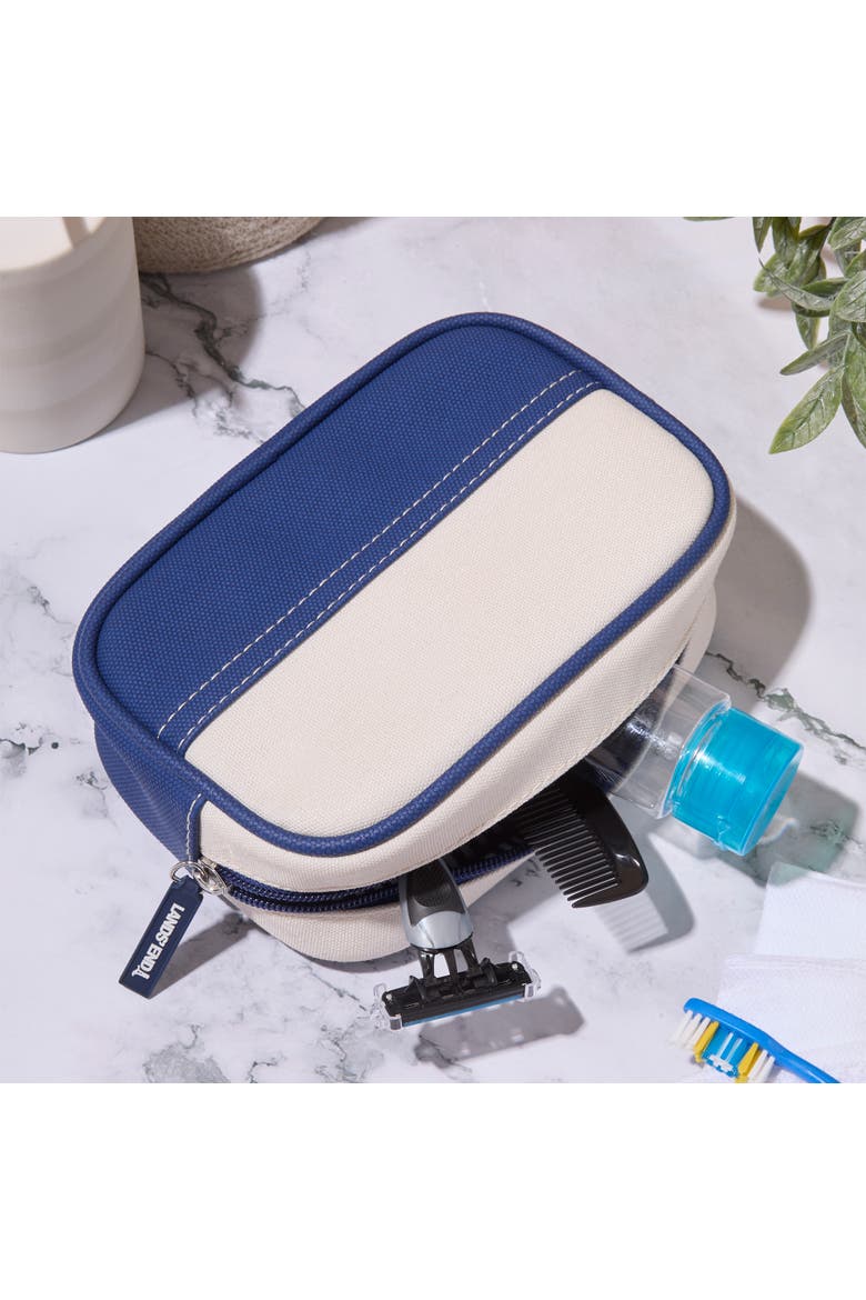 Medium Rectangular Dopp Kit for Travel, Striped Canvas Toiletry Bag with Top Zip, Alternate, color, Navy