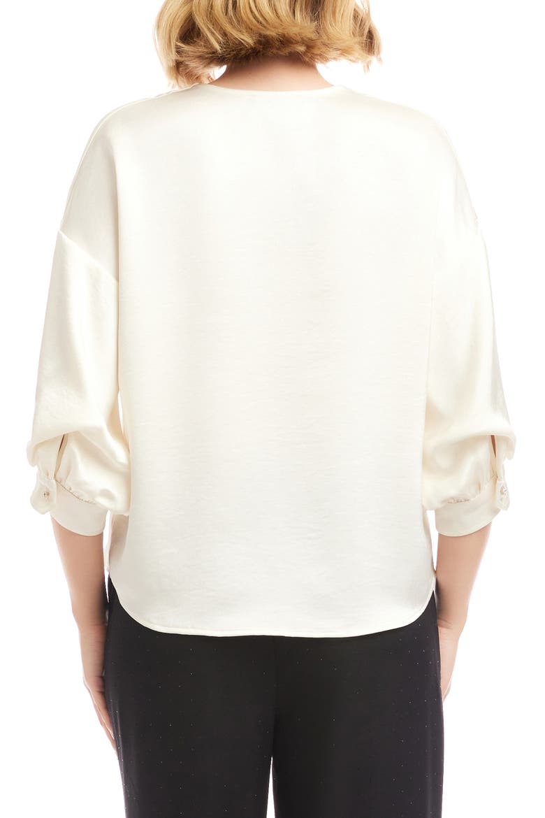 Satin Lantern Sleeve Button-Up Shirt, Alternate, color, CREAM