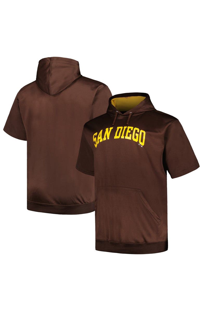 PROFILE Men's Profile Brown San Diego Padres Big & Tall Contrast Short Sleeve Pullover Hoodie, Main, color, Brown