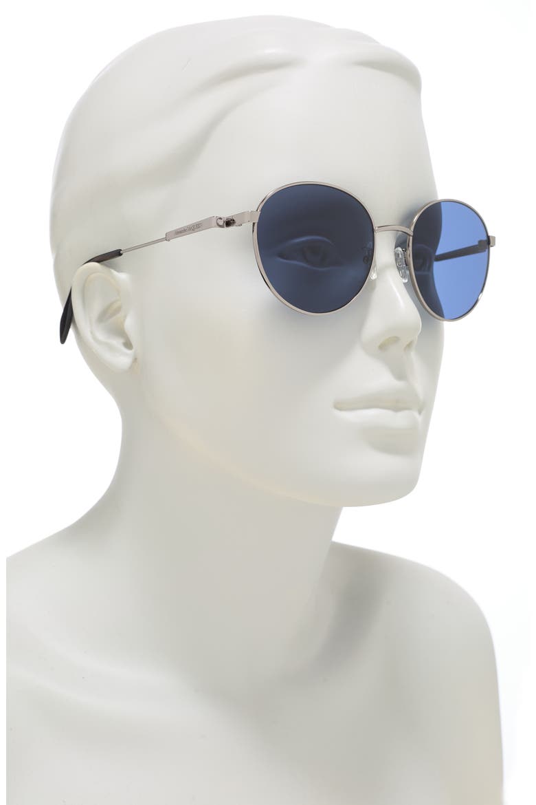 Alexander McQueen 54mm Round Sunglasses, Alternate, color, RUTHENIUM RUTHENIUM