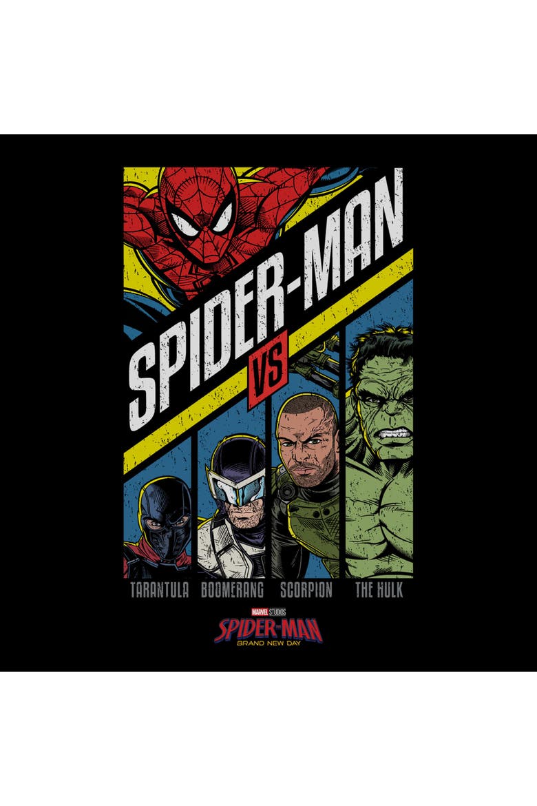 Mens Marvel Spider-Man Brand New Day Retro vs Villains T Shirt, Alternate, color, Black