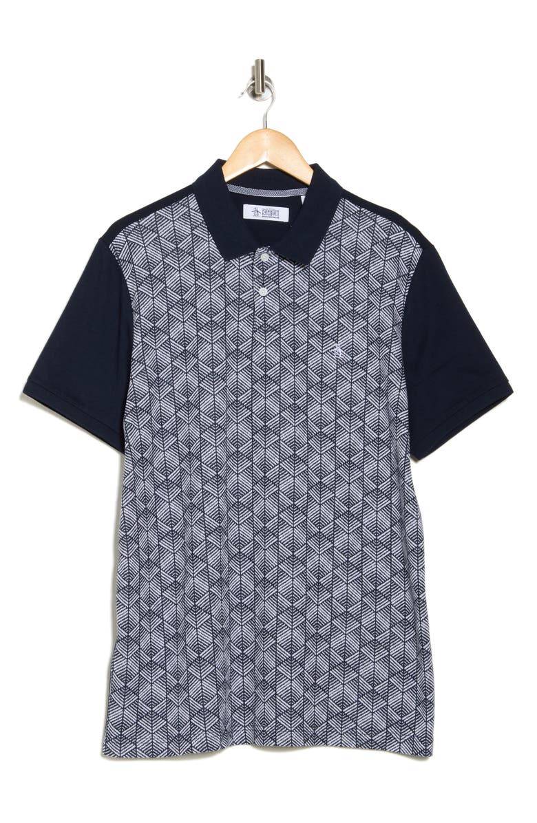 Original Penguin Diamond Jacquard Cotton Polo, Alternate, color, Dark Sapphire
