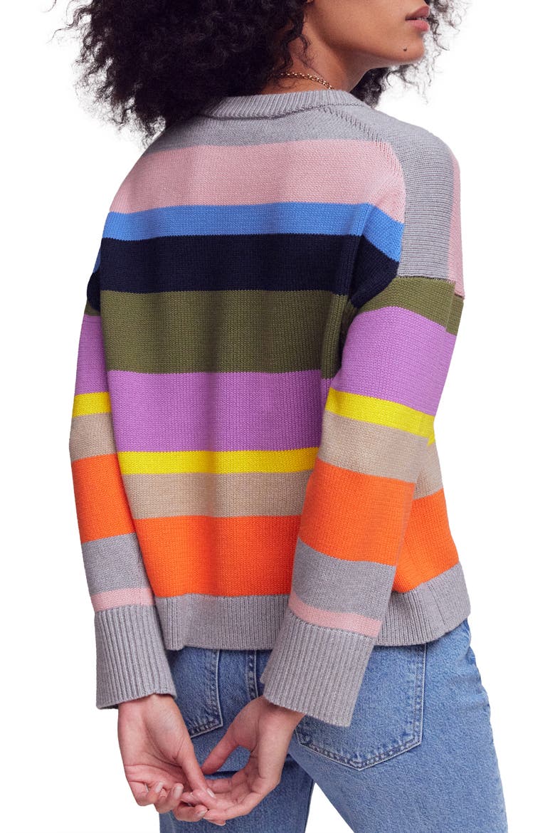 Lucy Relaxed Stripe Cotton Sweater, Alternate, color, GREEN MULTI