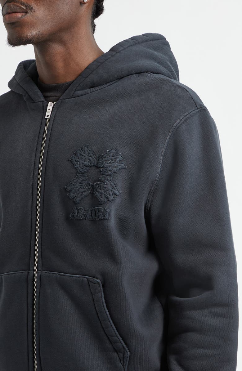 AMIRI MA Quad Appliqué Cotton Zip-Up Hoodie, Alternate, color, Black
