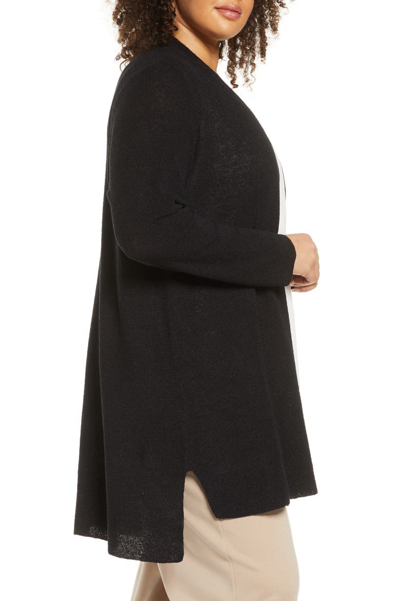 Organic Linen Blend Long Cardigan, Alternate, color, BLACK
