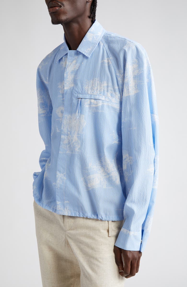 Jacquemus La Chemise Criollo Gingham Toile Shirt Jacket, Alternate, color, 