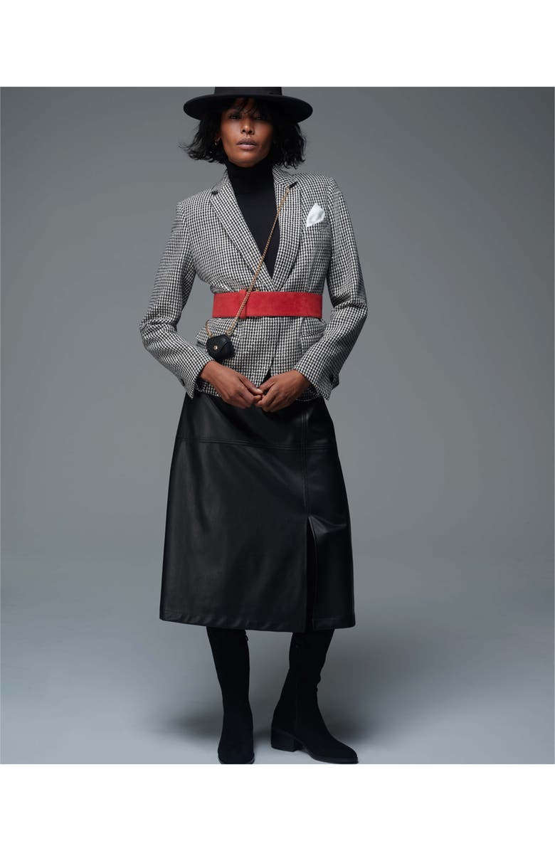 Anne Klein Front Slit Faux Leather Midi Skirt, Alternate, color, 