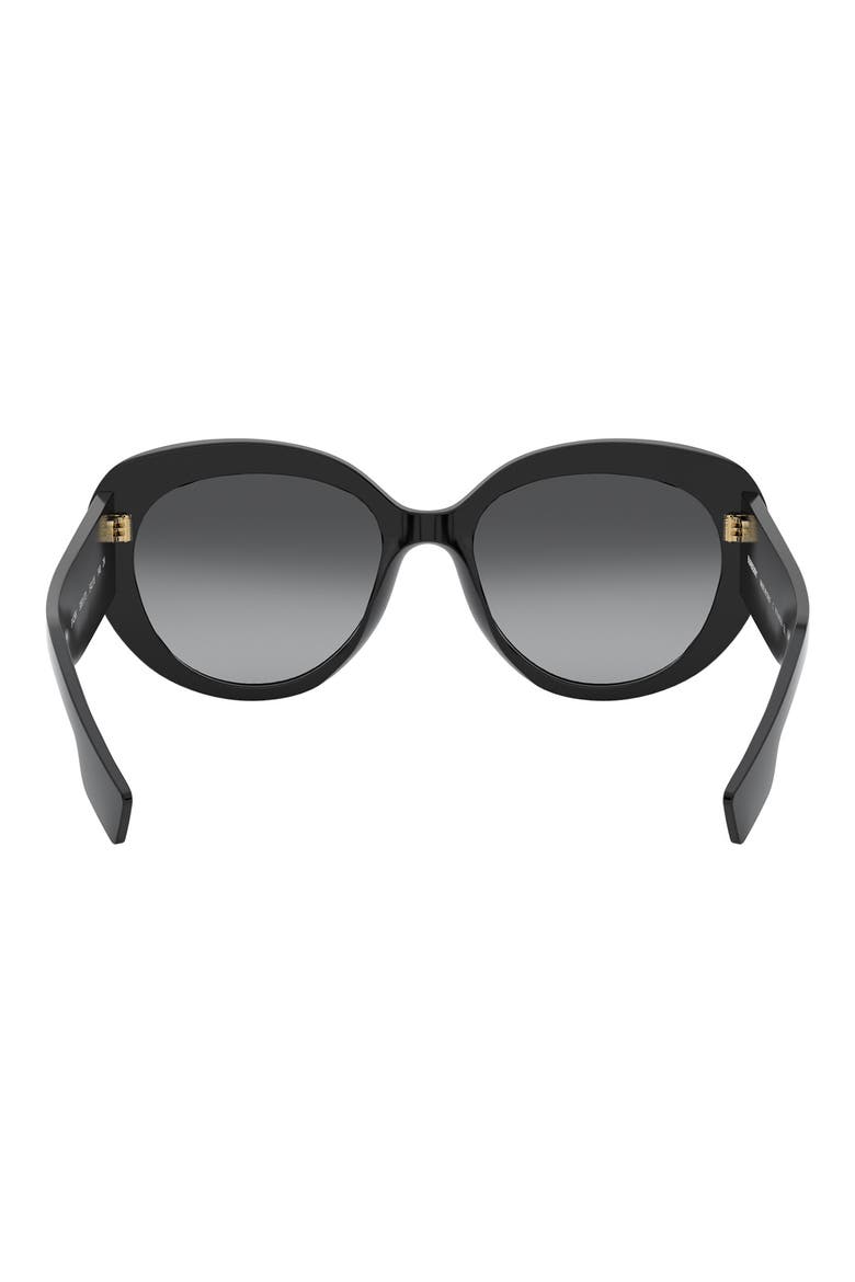 54mm Round Cat Eye Sunglasses, Alternate, color, BLACK