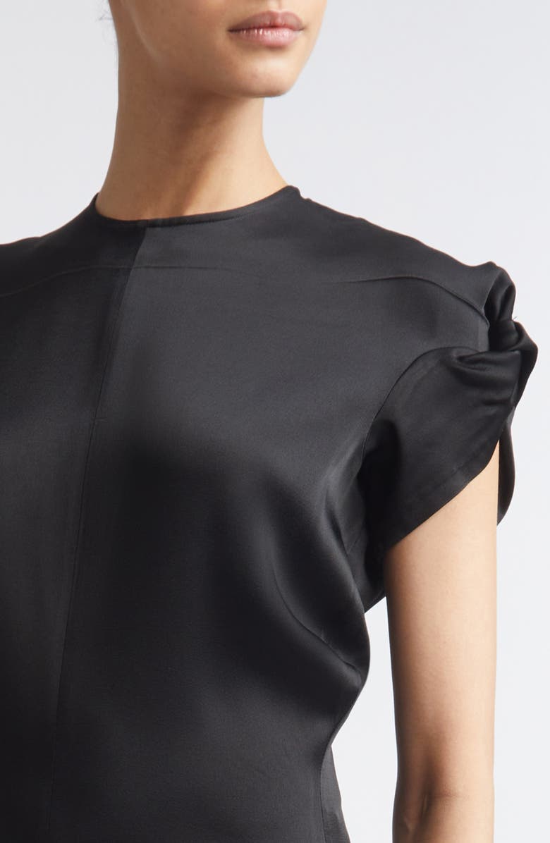 Victoria Beckham Aria Twist Waist Asymmetric Midi Dress, Alternate, color, Black